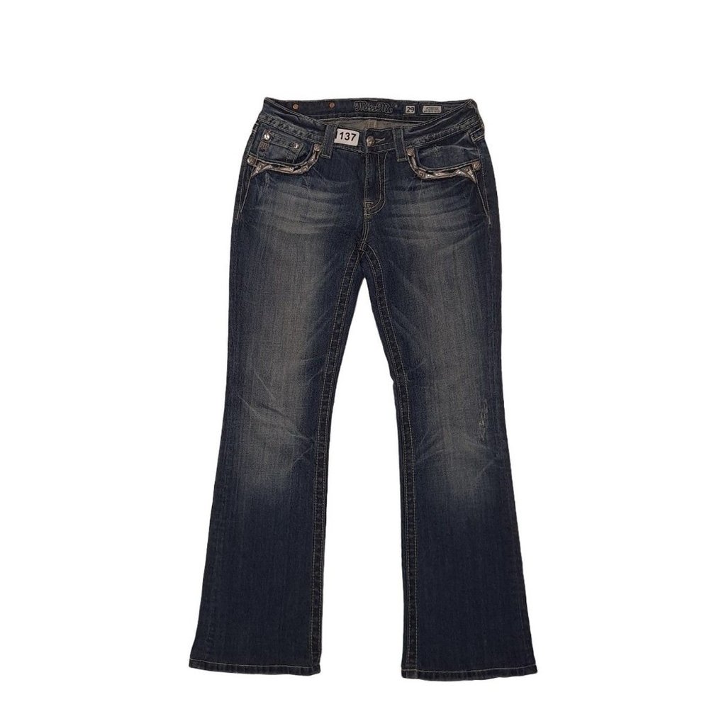 Miss Me Womens MP5880B2 Blue Flat Front Mid Rise Denim Bootcut Jeans Size 29